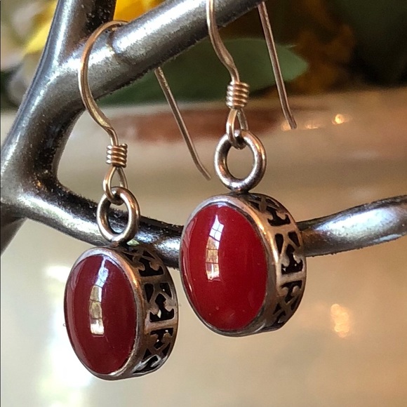 Silpada Jewelry - Silpada Sterling Silver and Red Filigree Earrings W1298